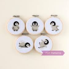 Model stitched two over two on 32 ct. Baby Penguin Cross Stitch Pattern Pdf Bundle Set Of 5 Baby Etsy