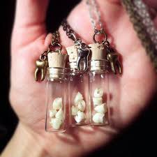 Tooth Fairy Series Baby Teeth Glass Vial Pendant Necklace With Molar Charm By Bonelust On Etsy Tooth Fairy Bottle Jewelry Teeth Jewelry