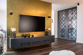 Wandgestaltung In Echtmetall Gold Als Dekoratives Wohnzimmer Highlight Wandtapete Wohnzimmer Wandgestaltung Tapete Wohnzimmer