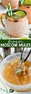 This Frozen Moscow Mule Recipe Is Only Three Ingredients It Is The Perfect Drink For A Party Moscow Moscow Mule Recipe Frozen Moscow Mule Recipe Mule Recipe