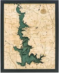 Eagle Mountain Lake 3 D Nautical Wood Chart 16 X 20