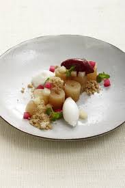 Birnen Aus Dem Alten Land Mit Eisenkrautfond Brombeercider Sorbet Und Walnussen Ein Sehr Aufwendiges Birnendesse Gourmet Desserts Dessert Lebensmittel Essen