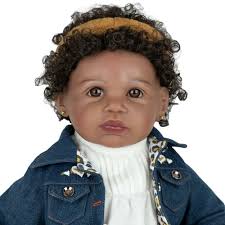 20In African American Reborn Baby Doll Lanny Black Skin Newborn Rooted Hair  Gift