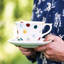 Set of espresso cups and saucers 3.5 oz. Polka Dot Large Teacup Saucer Set Emma Bridgewater Uk