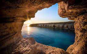 download wallpapers bay mediterranean sea sunset seascape cliffs cyprus besthqwallpapers com paisaje marino paisajismo puestas de sol