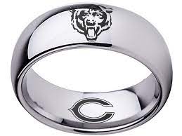 Chicago Bears Ring Silver 8mm Tungsten Ring Sizes 5 16 Available Customize With A Special Name Date Or Messag Chicago Bears 8mm Tungsten Ring Silver Rings