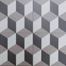 Cubic Geometric Style Floor Tiles Encaustic Look Porcelain Tiles Grey Shades With Funky Retro Pattern Tile Patterns Flooring Durable Tiles
