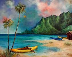 Aruba original watercolor painting, ocean art, seascape 5 x 7 coastal beach decor a original 7 inches wide by 5 inches tall painted in an impressionist style. Title Ocean Blues Medium Acrylic Size 16x22 Canvas Stretched Canvas A Beautiful Bright Beach And Turquoise Sea F Seascape Paintings Sky Art Painting