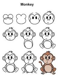 In easy monkey drawing, in this step by step monkey drawing guide, draw two smaller ear shapes. 100 Monkey Cartoon Ideas Monkey Cartoon Cartoon Monkey
