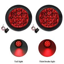 2x Red 4 Round Trailer Lights Led Stop Turn Tail Truck Sealed W Grommet Plug Ebay