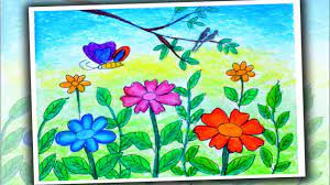 These spring coloring pages are sure to get the kids in the mood for warmer weather. How To Draw Flower Garden Scenery Spring Season Drawing Easy Youtube