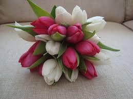 Pink And White Tulip Bouquet Flower Bouquet Wedding Tulip Bouquet Wedding Tulip Bridal Bouquet