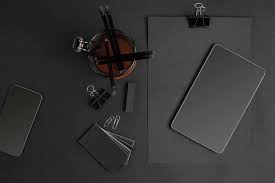 Check spelling or type a new query. Premium Photo Mix Of Office Supplies On A Modern Office Desk Object On A Black Background Top View Still Life Copy Space