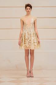 Rami Al Ali Ss18 Haute Couture Collection Fully Embroidered Powder Yellow Mikado Short Dress With Yellow Paillette Couture Spring Couture Tea Length Dresses