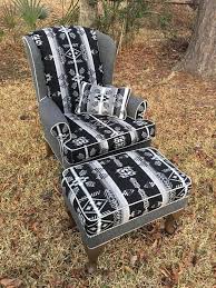 Custom Upholstered Chair Ottoman Set This Gorgeous Set Was A Custom Order And Has Been Sold Please Upholstered Chairs Western Furniture Western Home Decor