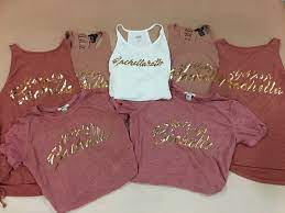 A wide variety of bridesmaids shirt options are available to you, such as feature, supply type, and collar. Silhouette Cameo With Cricut Rose Gold Iron On Material Bachella Bachelorette Party Diy Shirts Bridal Party Shirts Diy Bachelorette Shirts Bachelorette Diy
