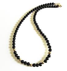 Black Bead Necklace Mens Mens Black Onyx Stone And Gold Bead Necklace Jewelry For Etsy Black Onyx Jewelry Beaded Necklace Gold Bead Necklace