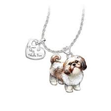 Diamond Dog Pendant Necklace With Movable Legs And Tail Dog Lover Jewelry Dog Pendant Shih Tzu