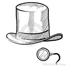 Monocle And Top Hat Sketch Monocle Top Hat Girl With Hat