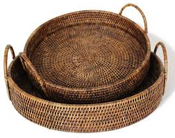 4 out of 5 stars (11) 11 reviews. Rattan Round Tray With Handles Set Of 2 Tropical Serving Trays By Hudson Vine Houzz