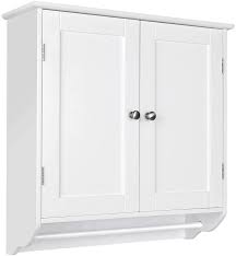 It is important to understand your bathroom well as well as what you need to achieve with the cabinets before purchase. Amazon Com Homfa Bathroom Wall Cabinet Over The Toilet Space Saver Storage Cabinet Kitchen Medicine Cabinet Doule Door Cupboard With Adjustable Shelf And Towels Bar White Kitchen Dining