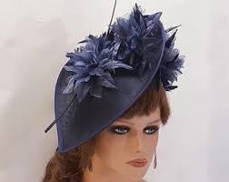 NEW Large Sinamay Hat Navy Blue Derby Hat Church Hat Royal Wedding Hat  Dress Hat Hatinator With Big Bow,mother of the Bride,gifts