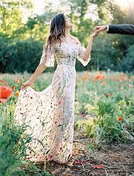 Boldly Boho Embroidered Wedding Dresses With Colourful Florals Onefabday Com Embroidered Wedding Dress Wedding Dress Trends Embroidered Wedding
