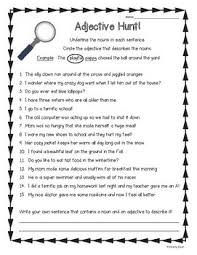 Adjective Hunt Practice Worksheet Adjective Worksheet Nouns Verbs Adjectives Adjectives