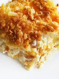 Combine melted butter, chicken soup, salt, pepper, onion, and cheese in a large bowl. Cheesy Hash Brown Potatoes Nancyc