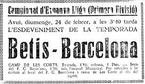 Última hora de la capital de cataluña en 2021. Historia Del Real Betis Hoy Hace 85 Anos La Liga Que Ganamos Fc Barcelona 4 Betis Balompie 0 Historia Del Real Betis