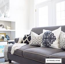 Grey Couch With White Piping Living Room Design Modern Small Living Rooms Home Decor