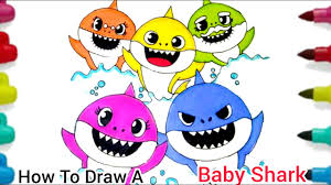 Follow along to learn how to draw and color cute baby shark easy, step by step art tutorial. How To Draw Baby Shark Family Easy Baby Shark Face Step By Step For Beginners Youtube