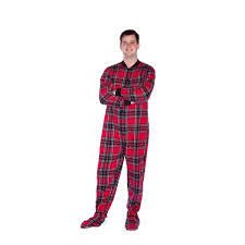 Ladys Parallel Import Goods Big Feet Pjs Red Black Plaid Cotton Flannel Adult Footie Footed Paja For Disney Disney Pajamas House Coat Night