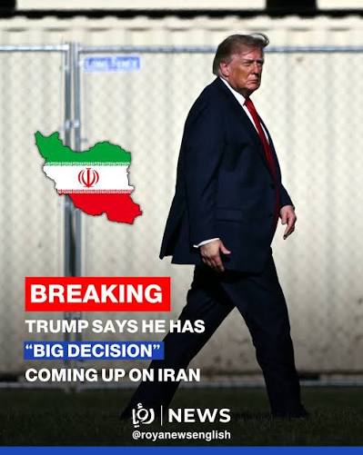 🚨 🇮🇷 🇺🇸 US President Donald Trump said Thursday that he has a “big decision” coming up on Iran, in statements reported by Axios. "I have a big decision coming up. Do
