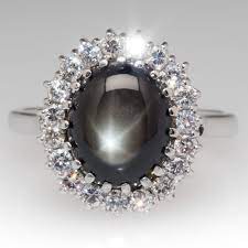 Vintage Black Star Sapphire Ring Star Sapphire Ring Vintage Sapphire Ring Black Sapphire Ring