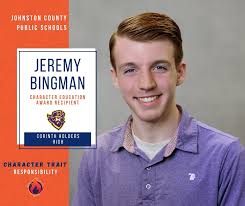 Jeremy Bingman is our next Character Education Award recipient for January  2025! 👏 Bingman is a senior at Corinth Holders High School