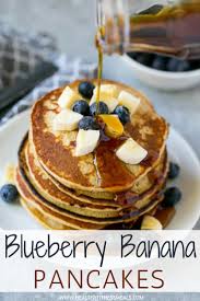 Blueberry Banana Pancakes Healthy Breakfast Recipe Banana Blueberry Pancakes Banana Pancakes Healthy Banana Pancakes