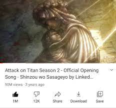 We did not find results for: Attack On Titan Wiki On Twitter Attack On Titan Season 2 Official Opening Song Shinzou Wo Sasageyo By Linked Horizon Has Reached 90 Million Views Https T Co Tlg3otevb7