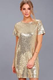 Lulus Lulus Lulus Party Hour Gold Sequin Short Sleeve Dress Size Large 100 Polyester Adorewe Com Sparkly Cocktail Dress Sequin Dress Short Dresses