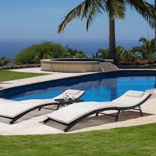 Flamaker 3 Pieces Outdoor Chaise Lounge With Cushion Modern Pool Lounge Furniture Set Allweather Pe Wi Patio Loungers Outdoor Wicker Patio Furniture Sun Lounge
