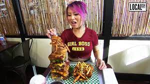 Check spelling or type a new query. Woman Eats Massive Burger Destroying The Oh My Burger Challenge Bite Size Youtube