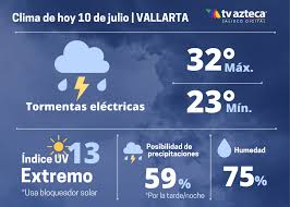 ¿qué temperatura hay en puerto vallarta / lic? Tv Azteca Puerto Vallarta Clima De Hoy Sabado 10 De Julio Para Puerto Vallarta Tvaztecajaliscodigital Facebook