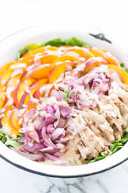 Rosemary Grilled Chicken And Peach Salad With Pecan Vinaigrette