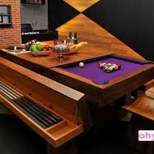 Pool Table W Dinning Top And Cue Rack Bench Cool Idea For Limited Space Dining Room Pool Table Pool Table Dining Table Pool Table