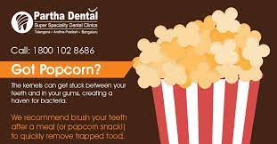 Got Popcorn The Kernels Can Get Stuck Between Your Teeth And In Your Gums Creating A Haven For Bacteria We Recommend Brush Dental Clinic Dental Free Dental