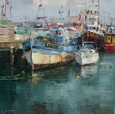 Newlyn Quayside Rex Preston Boat Art British Art Boat Painting