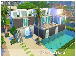 Spacious Modern House With Pool And Waterfalls It Has 3 Bedrooms 1 Is For Kids Big Living Room Kitchen And Dining Room Sims Sims 4 Modern House Sims House