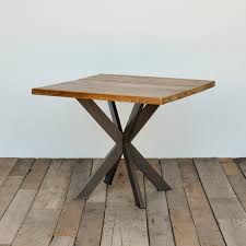 Square Top Reclaimed Wood Pedestal Table Cafe Table With Hand Etsy Kitchen Table Wood Square Wood Table Reclaimed Wood Table