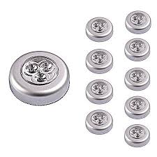 10 Pack Ipow Led Battery Powered Wireless Night Light Stick Tap Touch Lamp Stick On Push Light For Closets Cabinets Counters Or Utility Rooms Cordless Touch Wireless Night Light Touch Lamp Led Puck