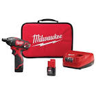 Milwaukee M12 12-Volt Lithium-Ion Cordless 1/4 in. Hex Screwdriver Kit with Two 1.5Ah Batteries, Charger and Tool Bag 2401-22
